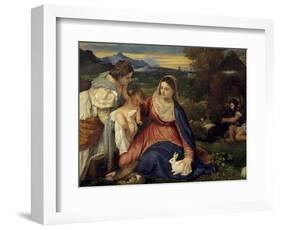 Madonna and Child with St. Catherine, (The Virgin with the Rabbit)-Titian (Tiziano Vecelli)-Framed Art Print