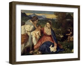 Madonna and Child with St. Catherine, (The Virgin with the Rabbit)-Titian (Tiziano Vecelli)-Framed Art Print