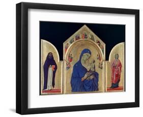 Madonna and Child with St Dominic and St Aurea', c1315. Artist: Duccio di Buoninsegna-Duccio Di buoninsegna-Framed Giclee Print