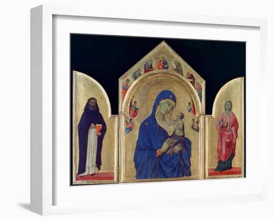 Madonna and Child with St Dominic and St Aurea', c1315. Artist: Duccio di Buoninsegna-Duccio Di buoninsegna-Framed Giclee Print