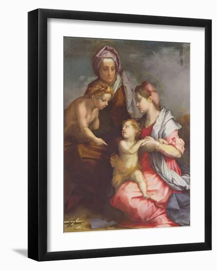 Madonna and Child with St. Elizabeth and the Infant St. John the Baptist (Panel)-Andrea del Sarto-Framed Giclee Print