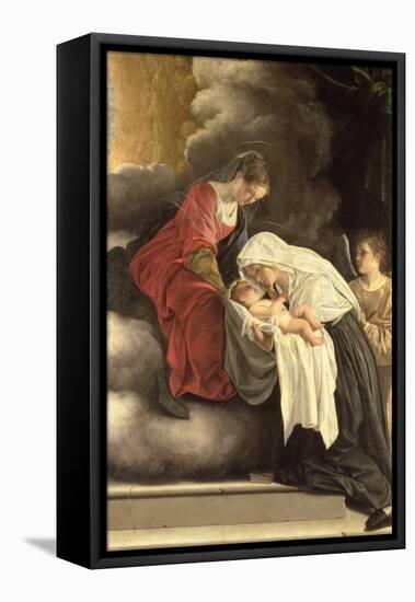 Madonna and Child with St. Frances of Rome-Orazio Gentileschi-Framed Stretched Canvas