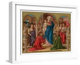 Madonna and Child with St Fredianus and St Augustine, 1437-1438-Franz Kellerhoven-Framed Giclee Print