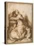 Madonna and Child with St John, All Asleep-Agostino Carracci-Stretched Canvas