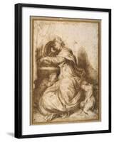 Madonna and Child with St John, All Asleep-Agostino Carracci-Framed Giclee Print