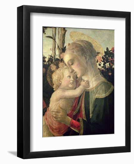 Madonna and Child with St. John the Baptist, Detail of the Madonna and Child-Sandro Botticelli-Framed Giclee Print