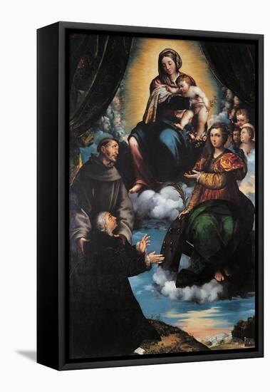 Madonna and Child with St Joseph-St Catherine-Framed Stretched Canvas