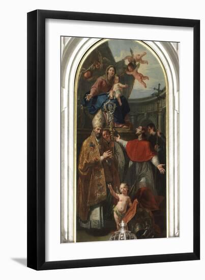 Madonna and Child with St. Martin and St. Charles Borromeo-Francesco Fontebasso-Framed Giclee Print