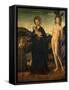 Madonna and Child with St. Sebastian and a Shepherdess-Giovanni Santi-Framed Stretched Canvas