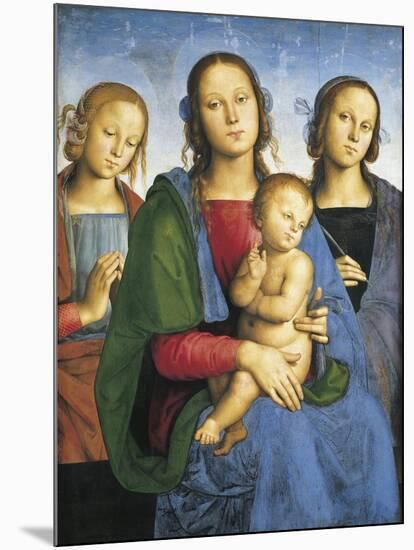 Madonna and Child with St-Pietro Perugino-Mounted Art Print