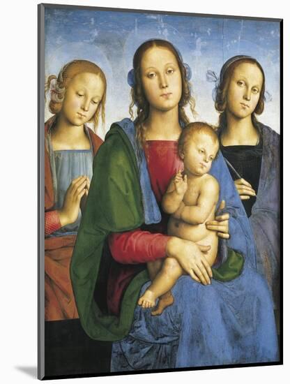 Madonna and Child with St-Pietro Perugino-Mounted Art Print