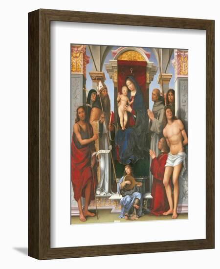 Madonna and Child with Sts John the Baptist-Monica-Framed Giclee Print