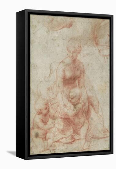 Madonna and Child with the Infant Saint John the Baptist, C.1506-7-Raphael-Framed Stretched Canvas