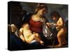 Madonna and Child with the Young Saint John the Baptist, C.1615-16-Guercino-Stretched Canvas