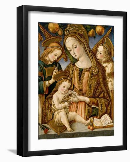 Madonna and Child with Two Angels, c.1481-82-Vittorio, Crivelli-Framed Giclee Print