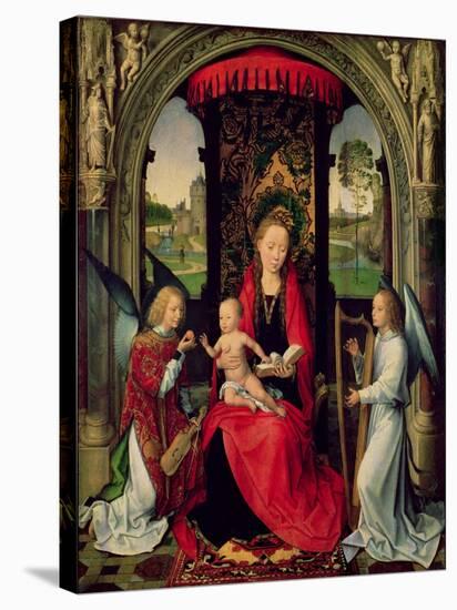 Madonna and Child with Two Angels-Hans Memling-Stretched Canvas