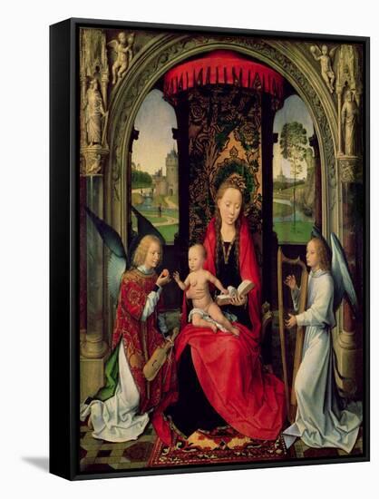 Madonna and Child with Two Angels-Hans Memling-Framed Stretched Canvas