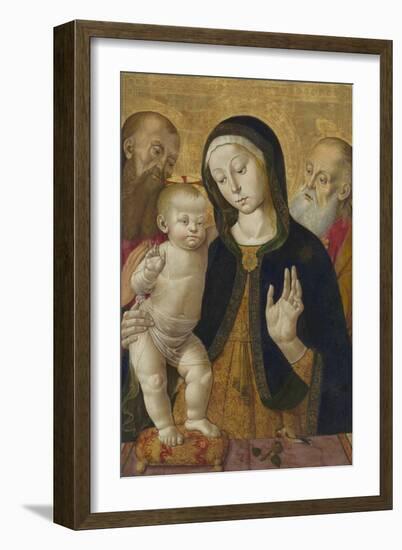 Madonna and Child with Two Hermit Saints-Bernardino Fungai-Framed Art Print