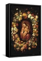 Madonna and Child within a Garland of Flowers-Jan Breugel the Elder-Framed Stretched Canvas