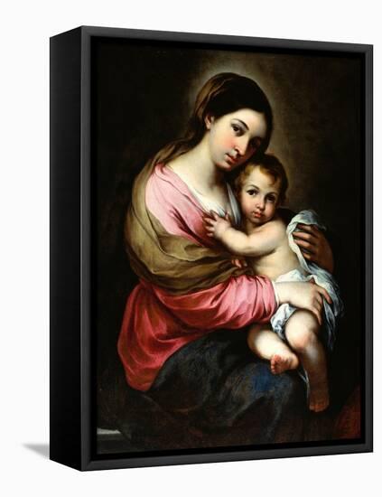 Madonna and Child-Bartolome Esteban Murillo-Framed Stretched Canvas