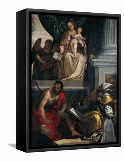 Madonna and Saints with Bevilacqua Lazise Donors-Paolo Caliari-Framed Stretched Canvas