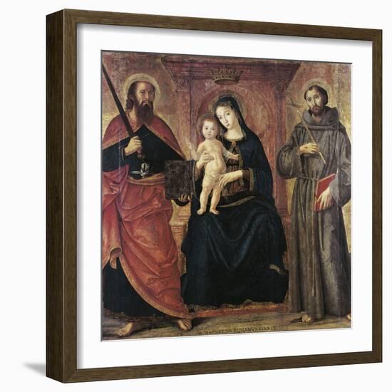 Madonna Enthroned and Two Saints-null-Framed Giclee Print