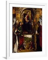 Madonna Enthroned with Saints or Pala Ghedini, 1497-Lorenzo Costa-Framed Giclee Print