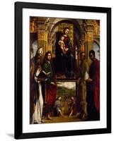 Madonna Enthroned with Saints or Pala Ghedini, 1497-Lorenzo Costa-Framed Giclee Print