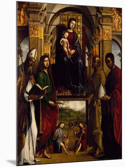 Madonna Enthroned with Saints or Pala Ghedini, 1497-Lorenzo Costa-Mounted Giclee Print