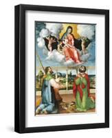 Madonna in Glory with Saints Cosmas and Damian in Adoration, 1535-Lorenzo Lotto-Framed Giclee Print