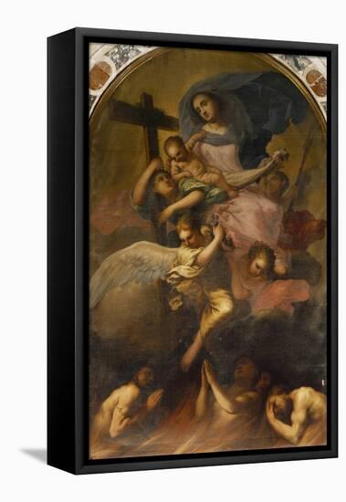 Madonna in Glory with the Child and the Souls of Purgatory, Ca 1700-Antonio Zanchi-Framed Stretched Canvas