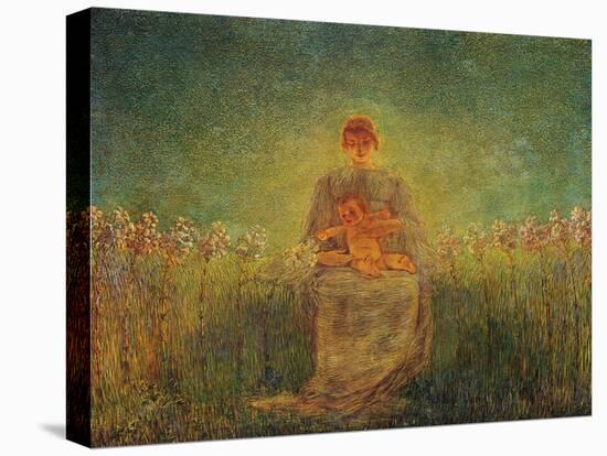 Madonna of Lilies, 1893-Gaetano Previati-Stretched Canvas