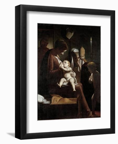 Madonna of the Candle, 1570-1575-Luca Cambiaso-Framed Giclee Print