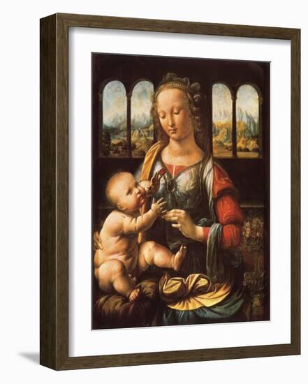 Madonna of the Carnation-Leonardo Da Vinci-Framed Premium Giclee Print