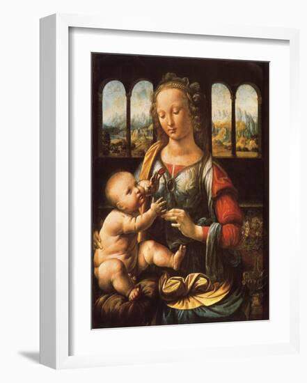 Madonna of the Carnation-Leonardo Da Vinci-Framed Premium Giclee Print