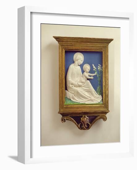 Madonna of the Lilies, C.1450-60 (Terracotta with Glaze)-Luca Della Robbia-Framed Giclee Print