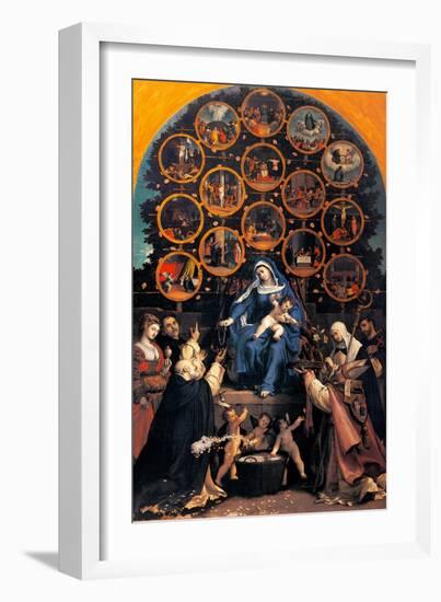 Madonna of the Rosary (Cingoli Altarpiece)-Lotto Lorenzo-Framed Art Print