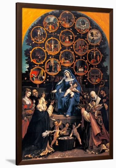 Madonna of the Rosary (Cingoli Altarpiece)-Lotto Lorenzo-Framed Art Print