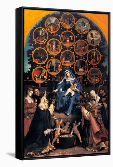 Madonna of the Rosary (Cingoli Altarpiece)-Lotto Lorenzo-Framed Stretched Canvas