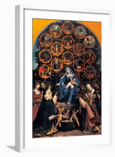 Madonna of the Rosary (Cingoli Altarpiece)-Lotto Lorenzo-Framed Art Print