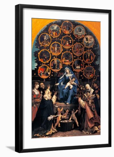 Madonna of the Rosary (Cingoli Altarpiece)-Lotto Lorenzo-Framed Art Print