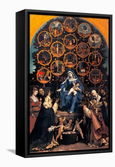 Madonna of the Rosary (Cingoli Altarpiece)-Lotto Lorenzo-Framed Stretched Canvas