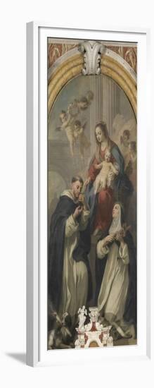 Madonna of the Rosary with Saints Dominic and Rose-Jacopo Amigoni-Framed Giclee Print