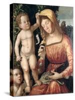 Madonna Sewing-Giovanni Francesco Caroto-Stretched Canvas