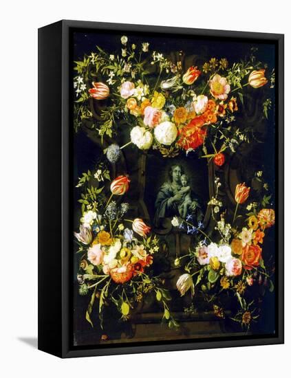 Madonna Surrounded by Flowers, 1662-Frans Ijkens-Framed Stretched Canvas