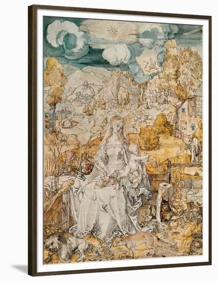 Madonna with a Multitude of Animals. Watercolour.-Albrecht Dürer-Framed Premium Giclee Print