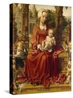 Madonna with Child and Angel Musicians, Central Panel of Malvern Triptych, 1511-1515-Jan Gossaert-Stretched Canvas