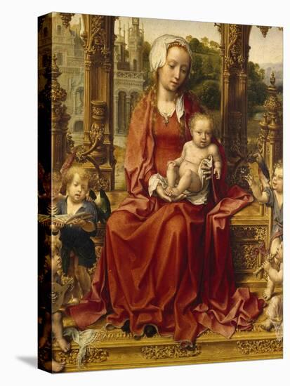 Madonna with Child and Angel Musicians, Central Panel of Malvern Triptych, 1511-1515-Jan Gossaert-Stretched Canvas