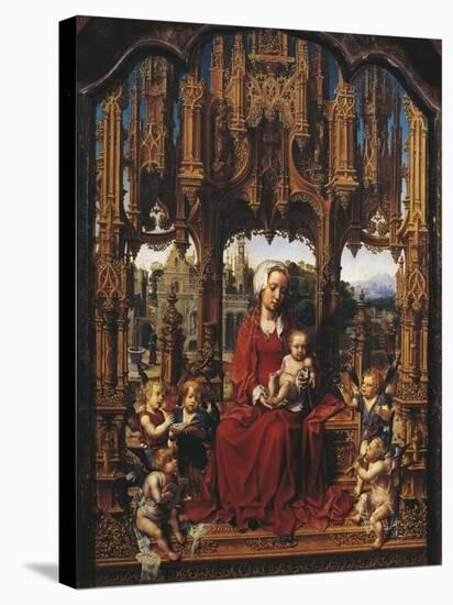 Madonna with Child and Angel Musicians, Central Panel of Malvern Triptych-Jan Gossaert-Stretched Canvas