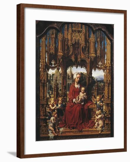 Madonna with Child and Angel Musicians, Central Panel of Malvern Triptych-Jan Gossaert-Framed Giclee Print